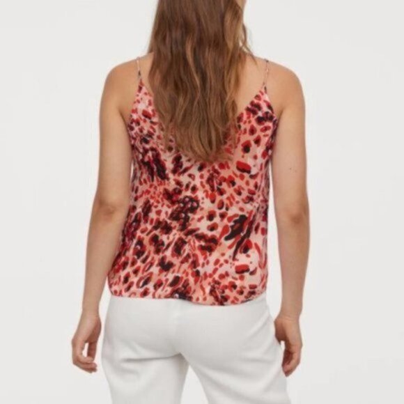 H&M Red Leopard Chiffon Tank Top 2 - Picture 2 of 5